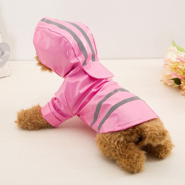 

new-pvc reflective pet raincoat outdoor solid hooded raincoat fashion dog clothing