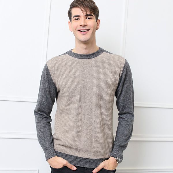 

cashmere sweater men's patchwork short casual winter fall thick warm jumper o-neck full sleeves autumn male pullover, White;black