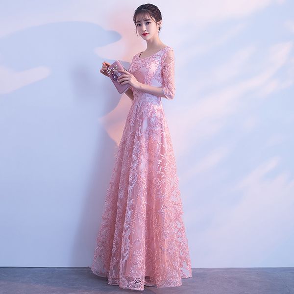 

banquet evening dress female 2019 new elegant dignified long temperament ladies slim bridesmaid dress vestidos size s-xxl, Red