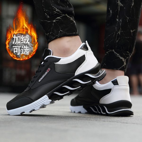 

men casual shoes new fashion sneakers light weight footwear outdoor male walking shoes men spring autumn winter leather, Black