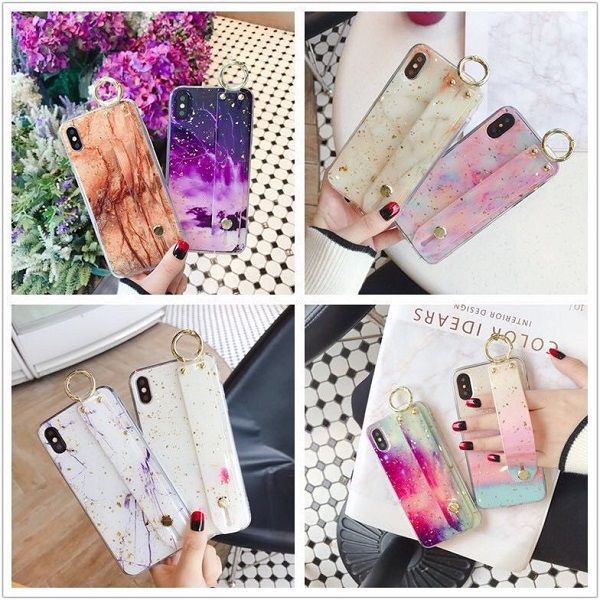 

gold foil bling marble wristband phone case for iphone 11 pro x xs max xr soft tpu cover for iphone 7 8 6 6s plus glitter case shell