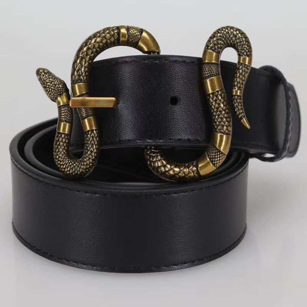 

selling brand new belt leather business solid color belt ancient snake gold men and women models black belt, Black;brown