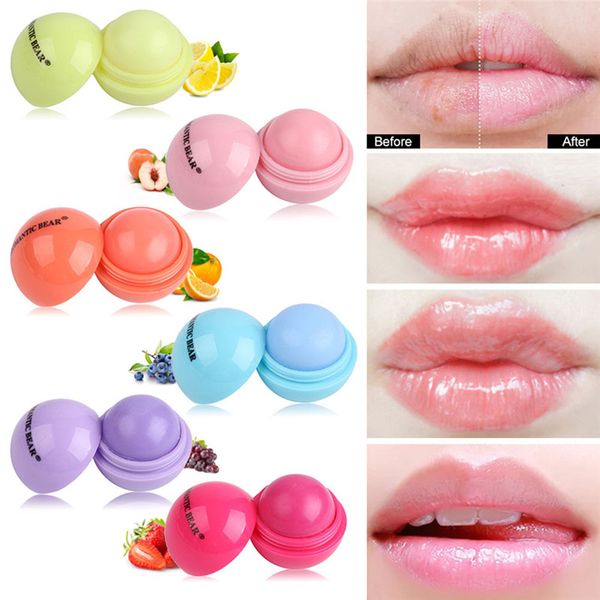 

round ball smooth lip balm fruit sweet flavor organic lipstick moisturizer nutritious hydrating chapstick sphere lips makeup