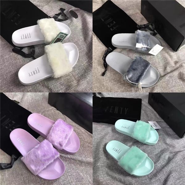 

summer new ladies slippers cowhide with sheepskin lining and leather bottom round head flat slippers with original box#977, Black