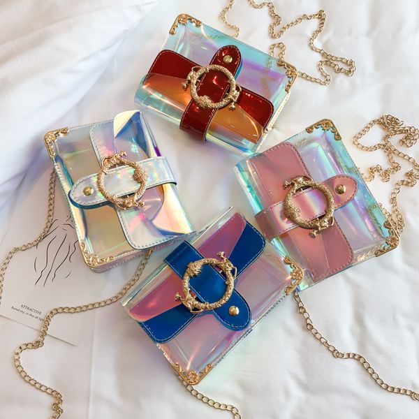 

La er flap bag tran parent clear chain houlder bag cro body bag travel beach holographic party phone pack gift ffa1794