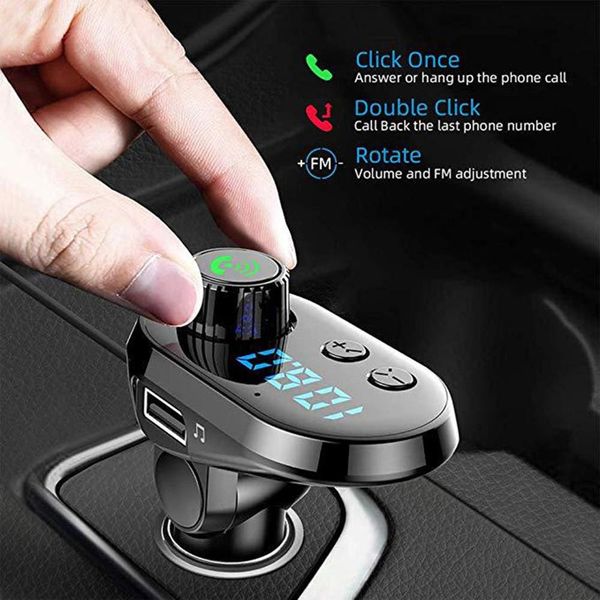 

universal wireless 5.0 car mp3 multifunction fm transmitter car cigarette lighter 3.1a usb charger