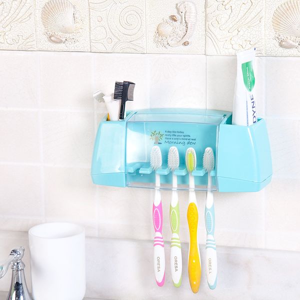 

creative strong paste type dust-proof toothbrush holder bathroom kitchen family 5 racks bathroom accessories banheiro