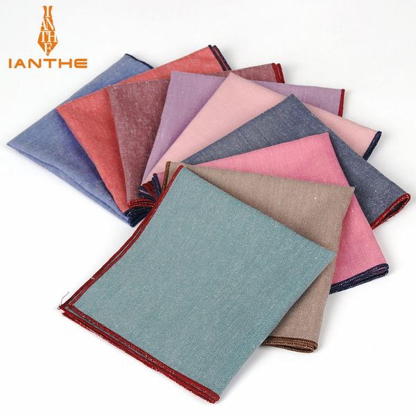 

brand new men's hankerchief scarves vintage like linen hankies men's suits pocket square handkerchiefs solid color 23*23cm, Blue;white