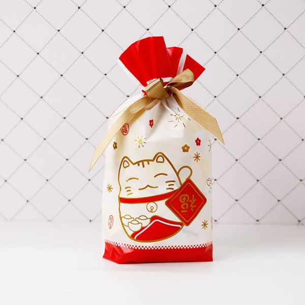 

50pcs drawstring gift bag set printed portable candy biscuits packing storage bags baking wrapper candy gift wrap bag 2020
