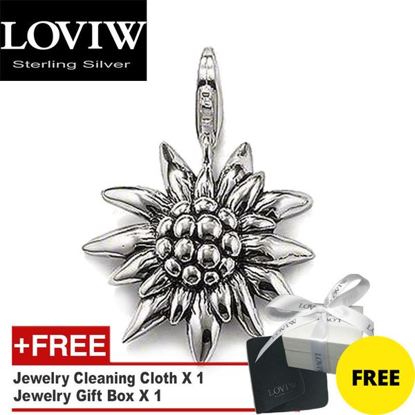 

pendant edelweiss , winter brand new pure 925 sterling silver jewelry thomas sabor style accessories gift for men woman