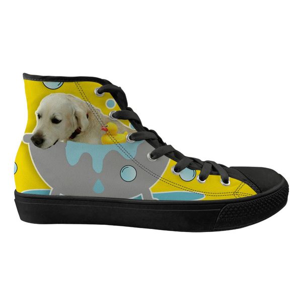 

customized labrador dog 3d print men flat shoes classic high vulcanize shoes casual canvas sneakers shoes for man youth boy, Black