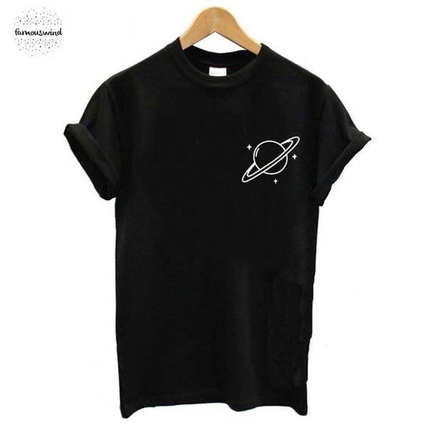 

женщины рубашка уличной моды тонкого лето рубашки тенниска женщин планета печать вскользь тонкой женщины топы t black plus size, White