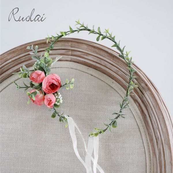 

flower crown rose wedding headband bridal hair comb plant head wear for women boho wedding accessories fairy green leaf hd39