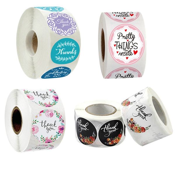 

500pcs 1" цветочное спасибо наклейка свадьбы печать этикетки теги круглых бумаги наклейка handmade craft gift вырази свои благодаря аксессуа