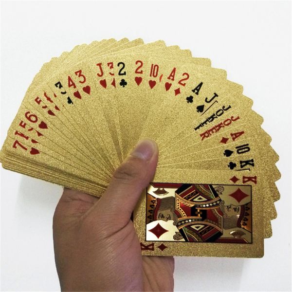 

24k gold playing cards poker game deck gold foil poker set plastic magic card waterproof cards magictexas plastic gold leaf tuhao pure black, Silver