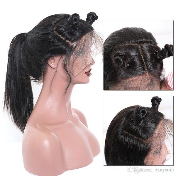 

straight lace front wigs pre-plucked hairline with baby hair brazilian remy human hair lace wigs 360 lace frontal wigs, Black