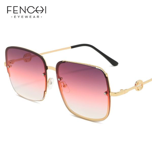 

fenchi sunglasses women 2020 retro pink gradual chain frame square sun glasses driving eyewear female, White;black