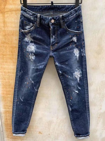 

dsenqi new men jeans ripped for jeans pants biker outwear man pants 996, Blue