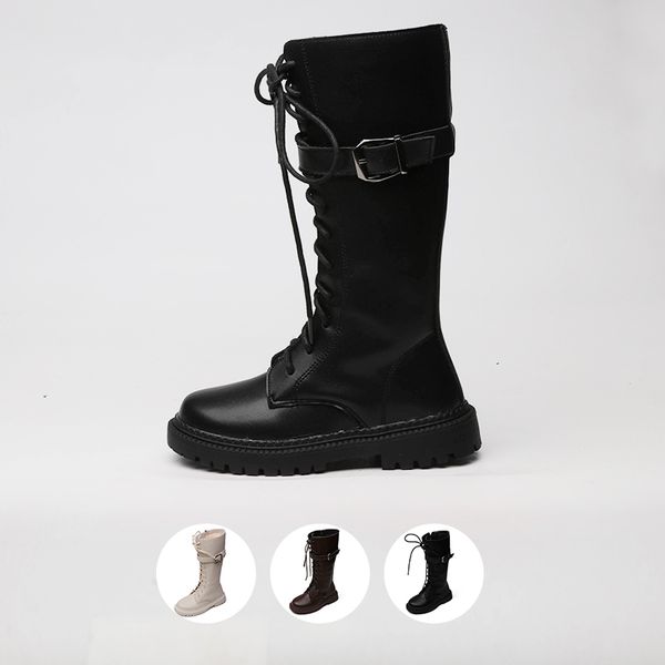

children' boots 2019 autumn and winter new outdoor knight boots in the big boy plus velvet leather girls high, Black;grey