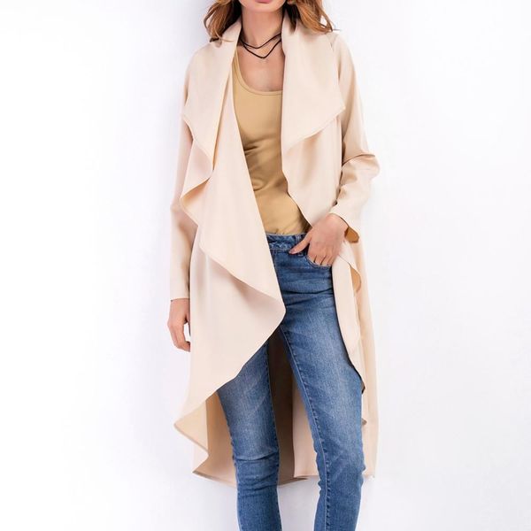 

2019 coat women wool plus size autumn winter fashion vintage elegant solid lapel irregular coat cashmere woolen winter, Black
