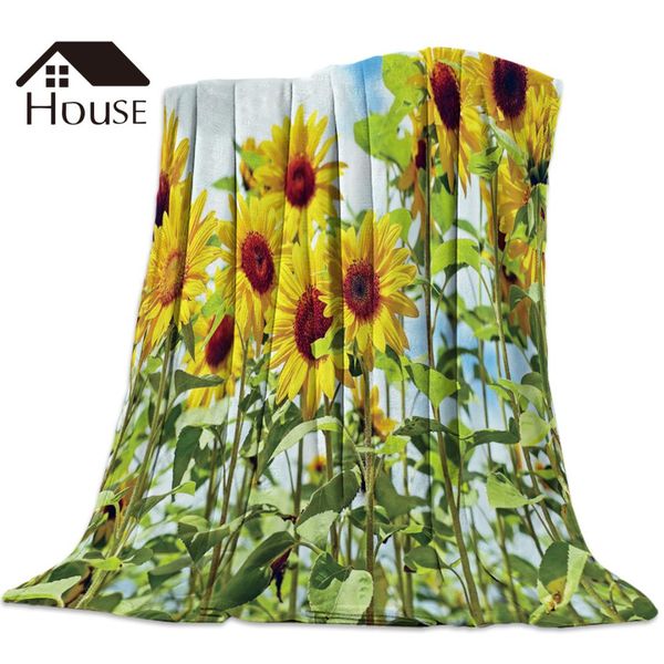 

sunflower flower printed nap blanket soft comfortable velvet plush flower blankets warm sofa bed sheets