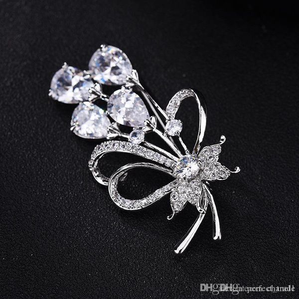 

wholesale flower creative designer brooch fashion rhinestone brooch suit sweater clothing accessories brooches pins gift jewelry, Gray