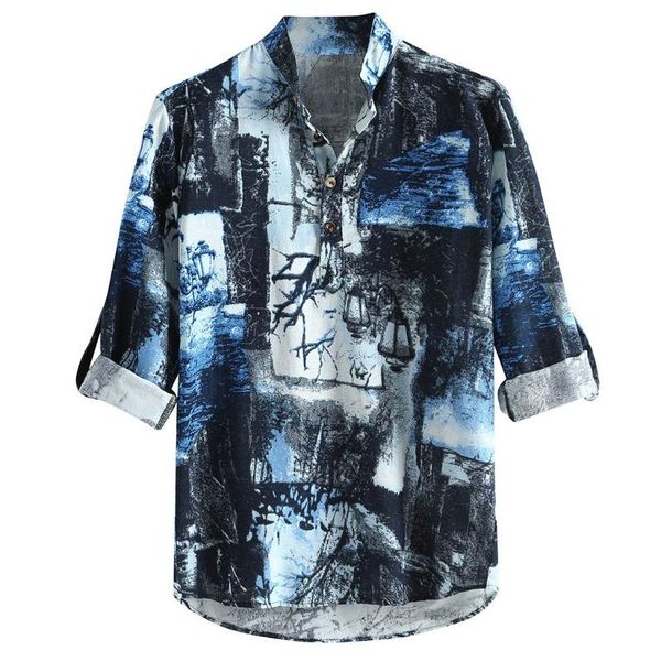 

мужчины повседневная печать рубашки social винтажная тонкий цветочный принт blusas повседневный длинным рукавом платье рубашка блузка топы b, White;black