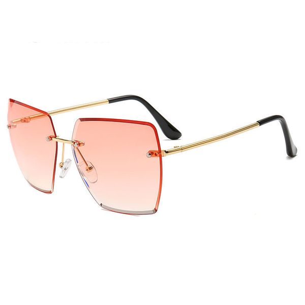 

women personality multilateral sunglasses fashion frameless red colorful clear uv400 alloy legs generous sunglasses for girls, White;black