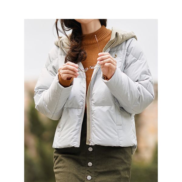 

inman winter hooded stitching embroidery warm eiderdown female short down jacket, Black