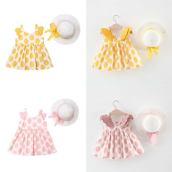 

новый 2шт новорожденных детей девочка наряды одежда сарафан платье strawhat набор, Red;yellow
