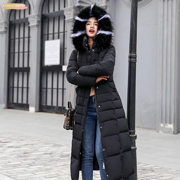 

new coat collar long fashion winter jacket women thick down parka campera female slim jacket winter warm coat for women, Black