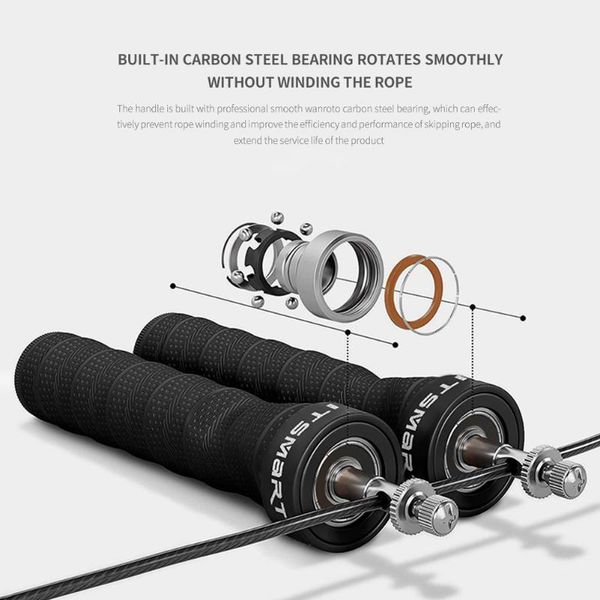 

jump ropes black antiskid workout sport skipping rope fitness steel weighted rapid speed jumping adjustable shape equipment