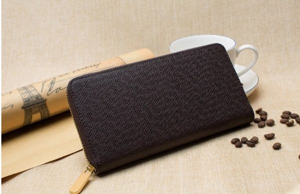 

Fa hion de igner clutch genuine leather wallet with du t bag 60015 60017, Brown;gray