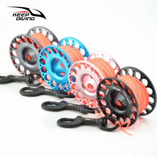 

keep diving 15/30m scuba diving aluminum alloy spool finger reel with stainless steel bolt snap hook smb safe equipment