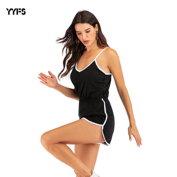 

women designer loose high waist sports casual jumpsuit yoga shorts female summer slim wearcwnscwns, Gray