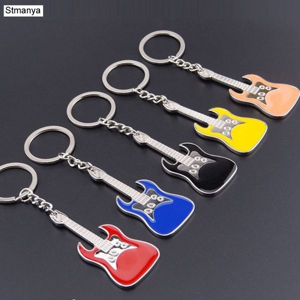 

muscial guitar keychains new colorful men women gift key chain vintage bag kry ring couple gift jewelry, Slivery;golden