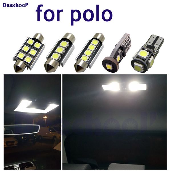 

pure cool white led car license plate lights+ interior lights bulb kit for vw for polo 6r 6c 9n 9n3 6n 6n1 6n2 map dome light