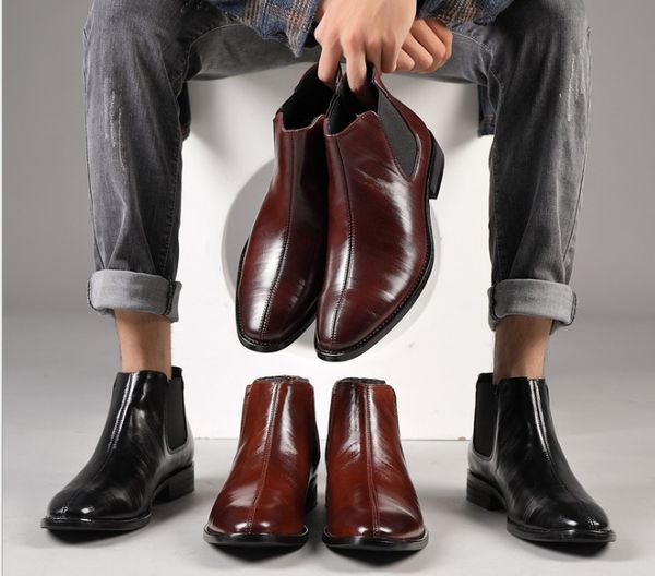 

super quality roadie flat for men ankle boots design comfortable genuine leather perfect party dress wedding walking eu38-48, Black