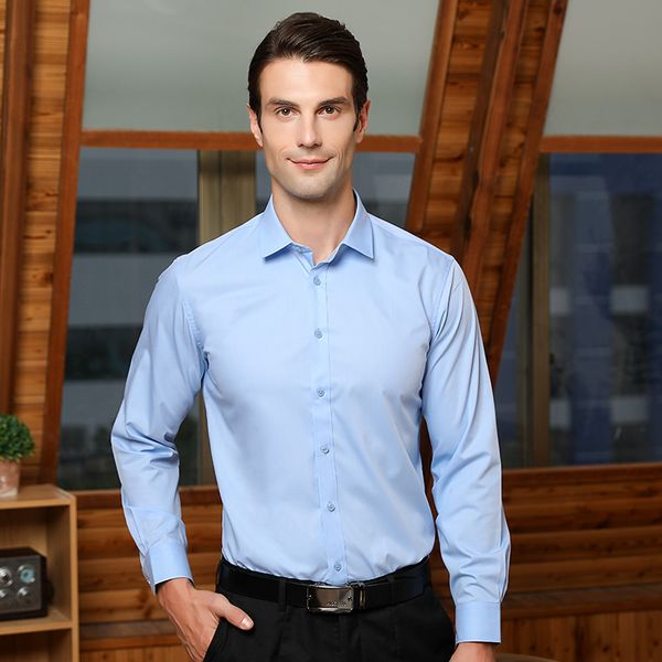 

new men's solid bamboo fiber dress shirts comfortable soft long sleeve elastic non iron male regular-fit formal shirt, White;black