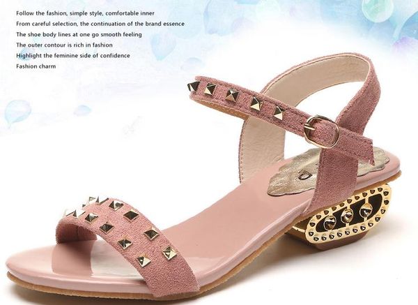 

2019 women's sandals in summer with new style low heel suede @86, Black