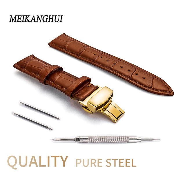 

watchband 12 13 14 15 16 18 19 20 21 22 24mm soft calf genuine leather watch strap alligator grain watch band for, Black;brown