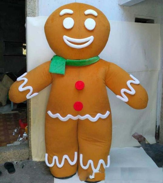 

2019 happy gingerbread man mascot costume for to wear for sale, Red;yellow