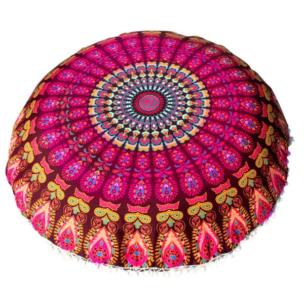 

large mandala floor round bohemian meditation cushion cover ottoman pouf #h20