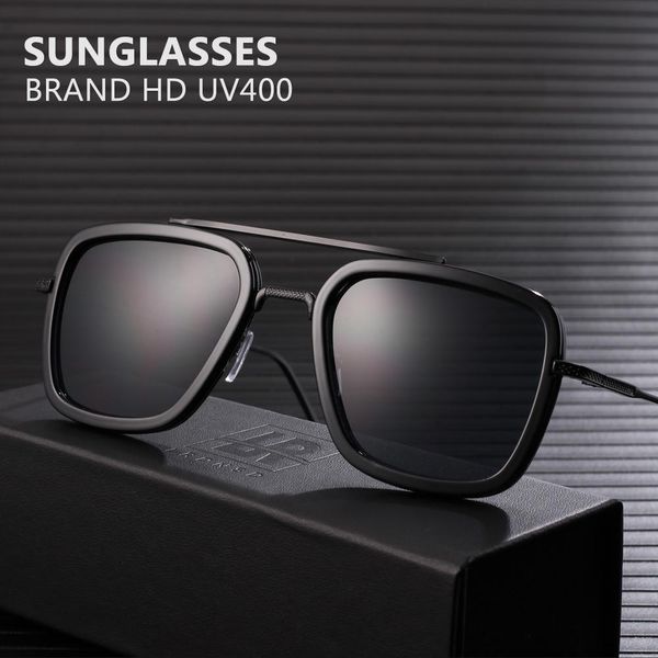 

fashion iron man tony stark sunglasses men square retro designer sun glasses oculos masculino gafas de goggle