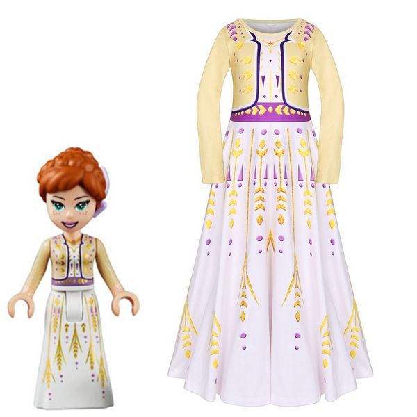 

girls designer dress with long sleeves cosplay frozen anna princess costume dresses kids designer clothes cute gril vestido chrildren 3-12t, Red;yellow