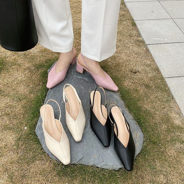 

fashion womens shoes 2020 block heels sandals elastic band suit female beige med square toe chunky slip-on low lace up, Black