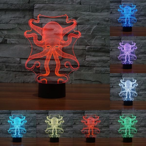 

7 цветов изменение octopus 3d видео night lights led light touch переключатель спальня usb настольная лампа модные аксессуары