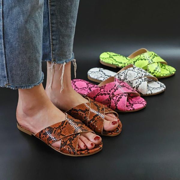 

adisputent 2020 women leather slippers open toe slip on flat heel summer sandals cozy casual flats drags plus size sandalias, Black