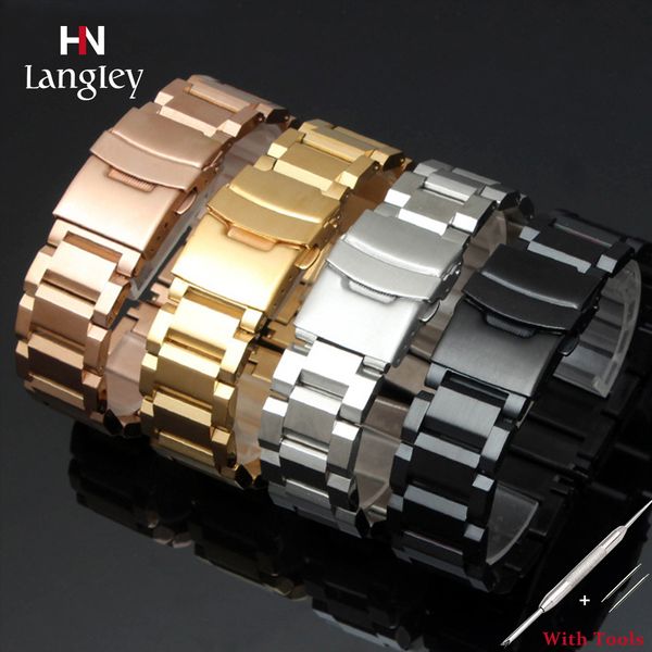 

stainless steel watchband rose gold black wristwatch straps watches accessories with tools wholesale, Black;brown