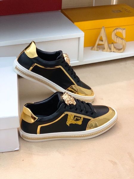 

new style luxury high-end men's casual sports shoes fashion design brand platform men's shoes vintage medusa pattern size: 38-44 j, Black
